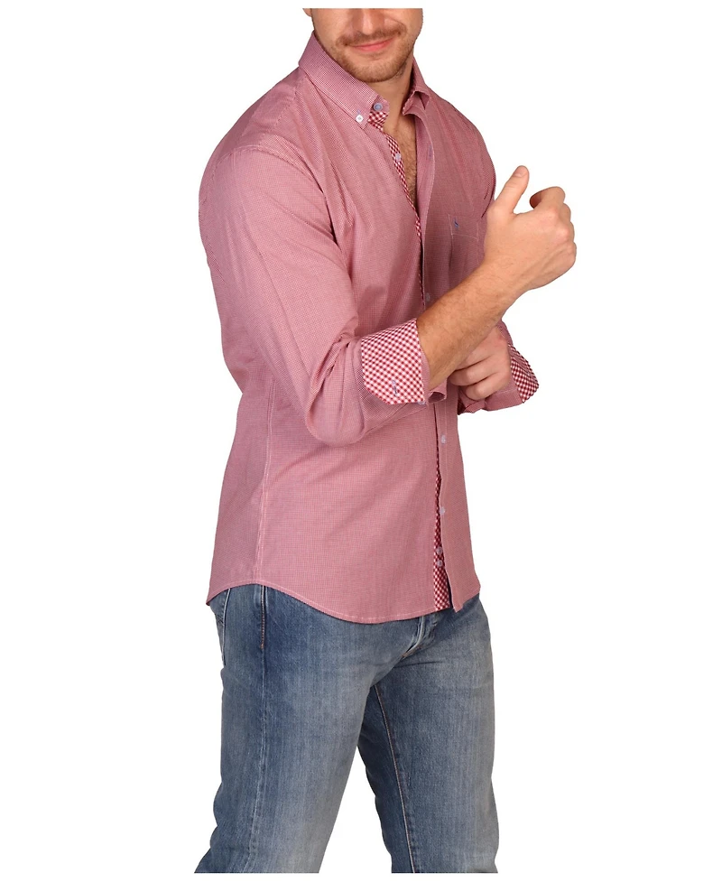 Tailorbyrd Signature Micro Gingham Long Sleeve Shirt
