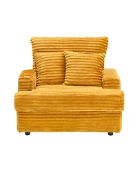 Streamdale Cozy Armchair & Ottoman Set 39" Spring Upholstered Sofa with Cup Holder