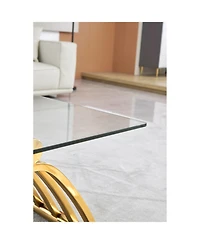 Streamdale 47" Modern Coffee Table with Clear Glass Top in Gold