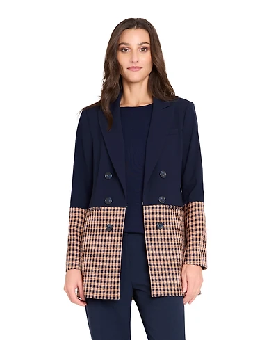 Tahari Asl Women's & Petite Houndstooth Color Block Jacket, Regular