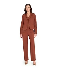 Tahari Asl Womens Notch Collar Short Jacket Patch Pockets Flare Pants Regular Petite