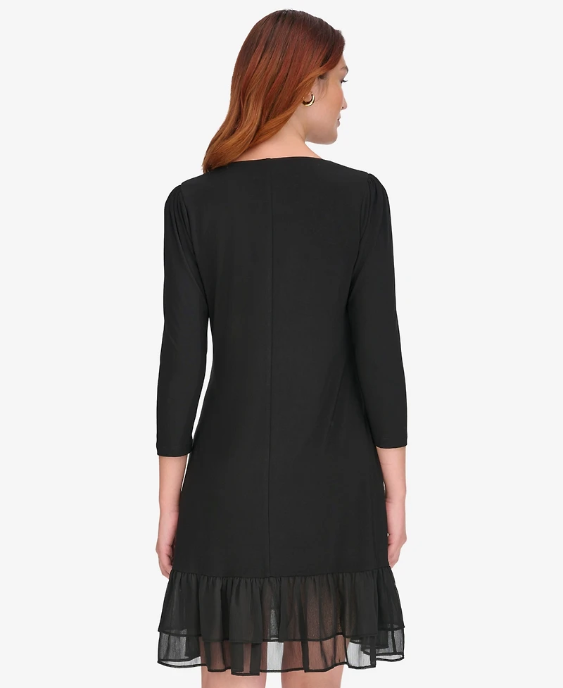 Tommy Hilfiger Women's Crewneck Ruffle Hem Dress