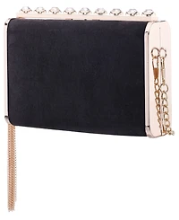 Nina Crystal Ornamented Minaudiere Tassel Lift Lock Clutch