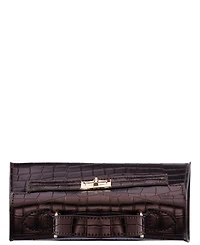 Nina Mini Croco Embossed Magnetic Snap Satchel Bag