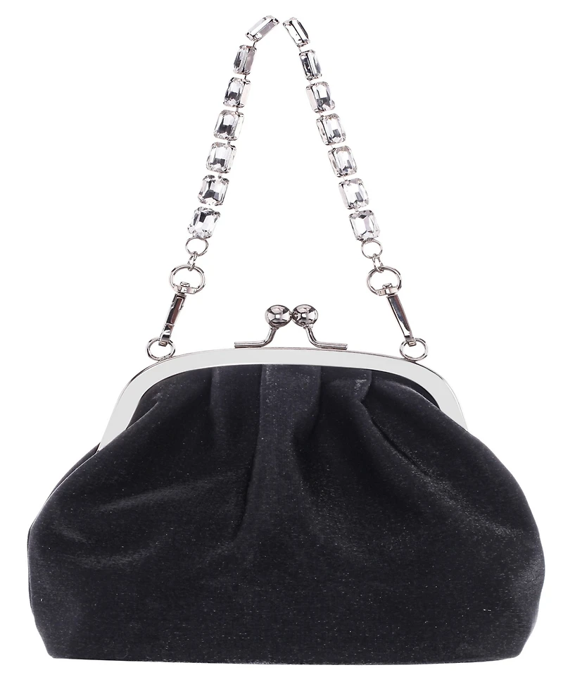 Nina Vintage Style Crystal Handle Frame Clutch