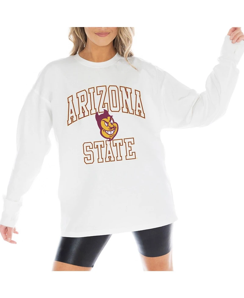 Gameday Couture Women's White Arizona State Sun Devils Mind Games Oversized Long Sleeve T-Shirt