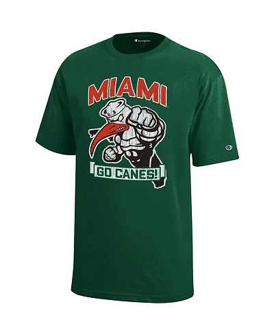 Champion Big Boys and Girls Green Miami Hurricanes Strong Mascot T-Shirt