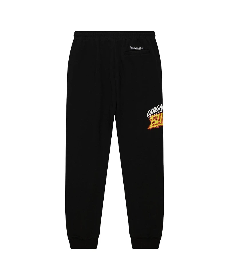 Mitchell & Ness Men's Black Chicago Bulls Slap Sticker Sweatpants