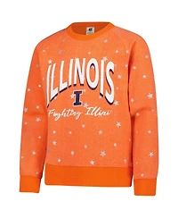 Wes & Willy Big Girls Orange Illinois Fighting Illini Shimmer Star Reverse Sweatshirt