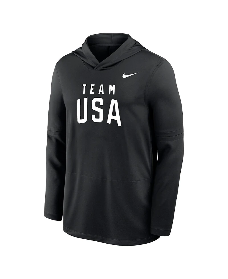 Nike Men's Black Lightweight Dri-fit Long Sleeve Hoodie T-Shirt