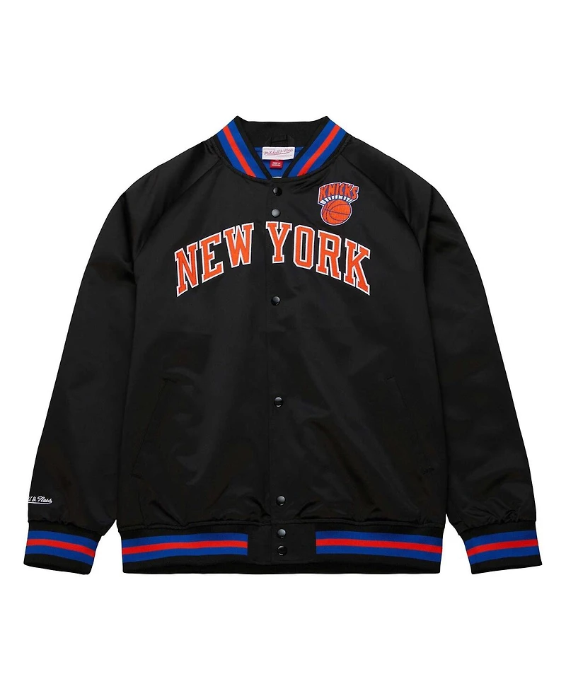 Mitchell & Ness Men's Black New York Knicks Hardwood Classics Throwback Wordmark Raglan Full-Snap Jacket
