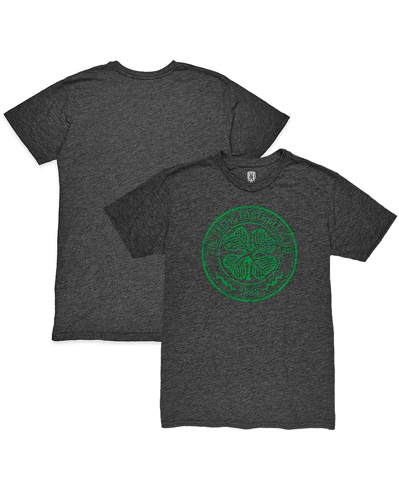 1863FC Men's Heather Black Celtic Mono Crest Twisted Tri-Blend Slub T-Shirt