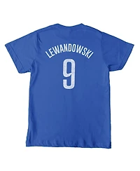 1863FC Big Boys and Girls Robert Lewandowski Blue Barcelona Player T-Shirt