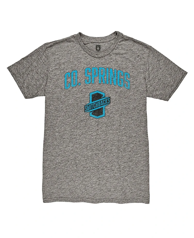 1863FC Men's Gray Colorado Springs Switchbacks Fc Wordmark Tri-Blend T-Shirt