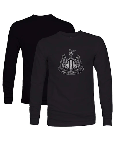 1863FC Men's Black Newcastle United Mono Badge Long Sleeve T-Shirt