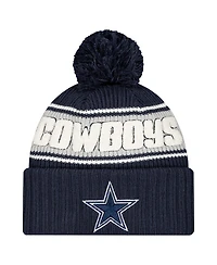 New Era Big Boys and Girls Navy Dallas Cowboys 2024/25 Sideline Cuffed Pom with Knit Hat