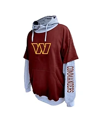 Profile Men's Burgundy/Heather Gray Washington Commanders Big Tall Twofer Pullover Hoodie