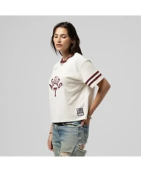 Mitchell & Ness Women's Cream Texas A&M Aggies Cropped Ringer T-Shirt