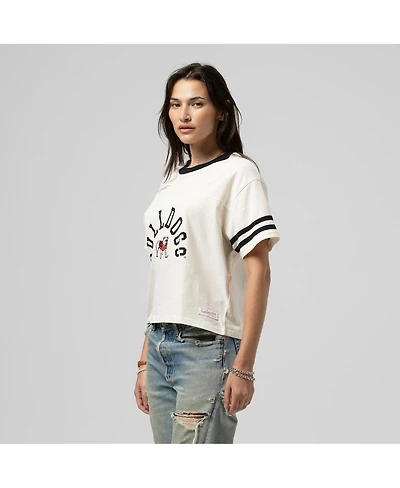 Mitchell & Ness Women's Cream Georgia Bulldogs Cropped Ringer T-Shirt