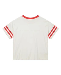 Mitchell & Ness Women's Cream New York Yankees Cooperstown Collection Cropped Yoke T-Shirt