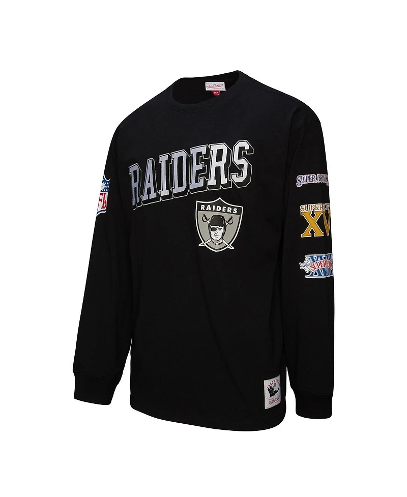 Mitchell & Ness Men's Black Oakland Raiders Training Camp Logos Long Sleeve T-Shirt