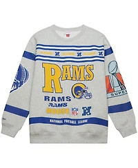 Mitchell & Ness Men's Heather Gray Los Angeles Rams All Over Print Fleece Crewneck Sweatshirt