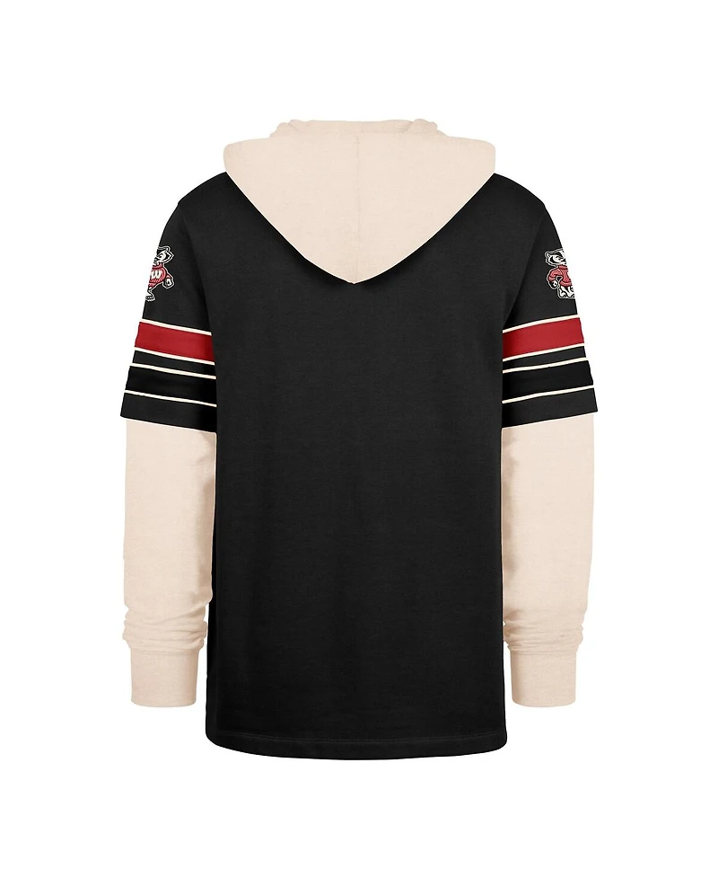 '47 Brand Men's Black Wisconsin Badgers Split Zone Cornerback Lacer Pullover Hoodie