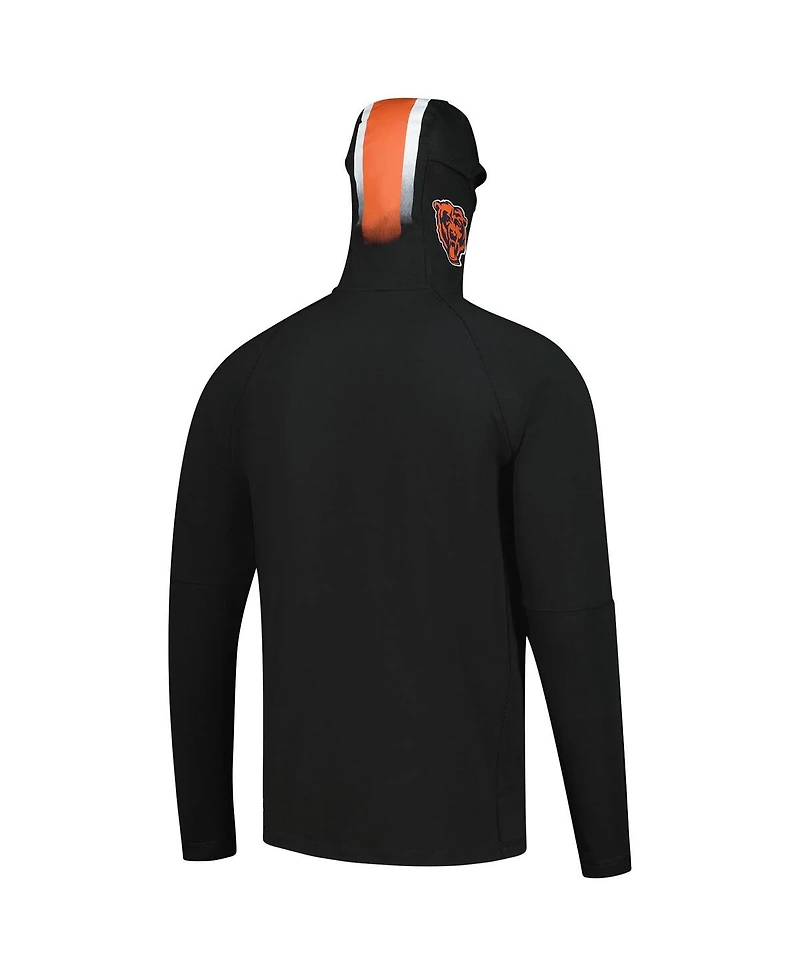 New Era Men's Black Chicago Bears Functional Fandom Balaclava Helmet Stripe Tri-Blend Hoodie
