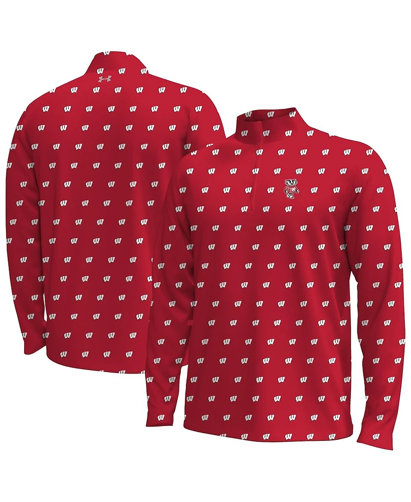 Under Armour Men's Red Wisconsin Badgers Gameday Armourfuse Half-Zip Jacket