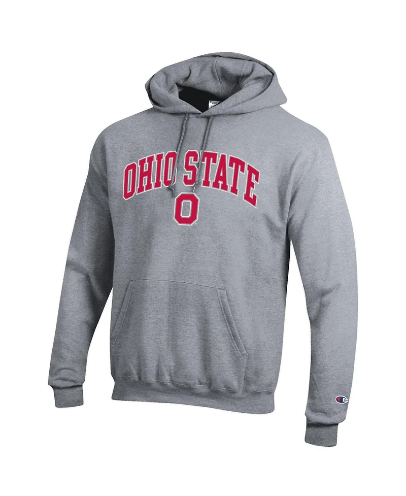 Champion Men's Heather Gray Ohio State Buckeyes Arched Logo Fleece Pullover Hoodie