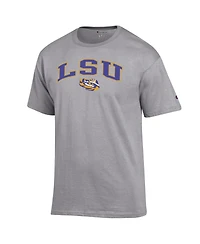 Champion Men's Heather Gray Lsu Tigers Arch Over Logo T-Shirt