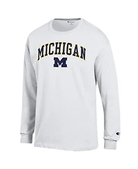 Champion Men's White Michigan Wolverines Arch Over Logo Long Sleeve T-Shirt