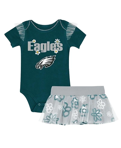 Outerstuff Girls Baby Boys and 2-Piece Philadelphia Eagles My Team Rocks Bodysuit Skirt Set