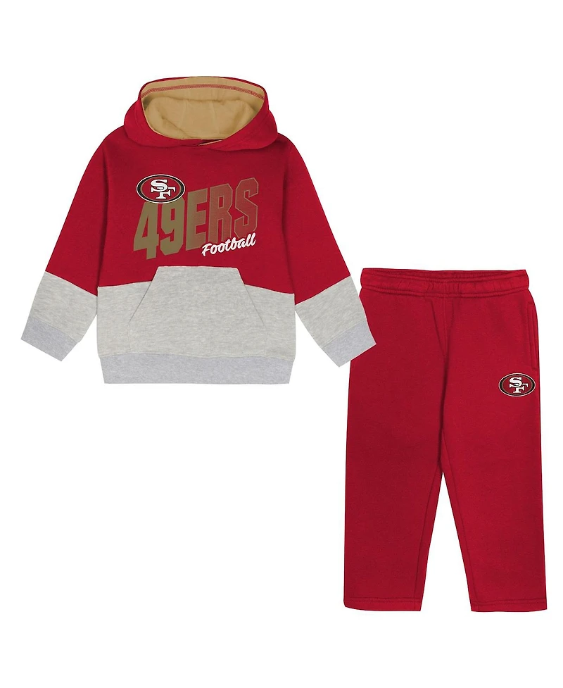 Outerstuff Toddler 2-Piece Scarlet San Francisco 49ers Lineman Fleece Hoodie and Pants Set
