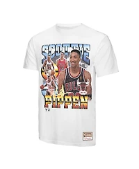 Mitchell & Ness Men's Scottie Pippen White Chicago Bulls Hardwood Classics Commemorative Player Collage T-Shirt