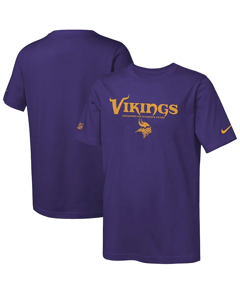 Nike Big Boys and Girls Purple Minnesota Vikings Sideline Team Issue T-Shirt