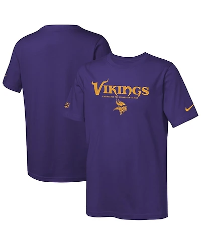 Nike Big Boys and Girls Purple Minnesota Vikings Sideline Team Issue T-Shirt