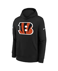 Nike Big Boys and Girls Black Cincinnati Bengals Sideline Club Fleece Hoodie