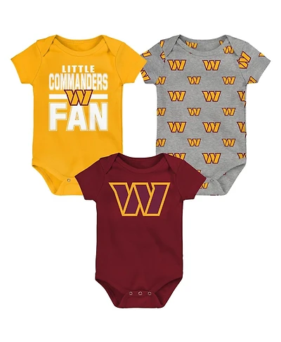 Outerstuff Newborn 3-Pack Washington Commanders Little Tike Bodysuit Set