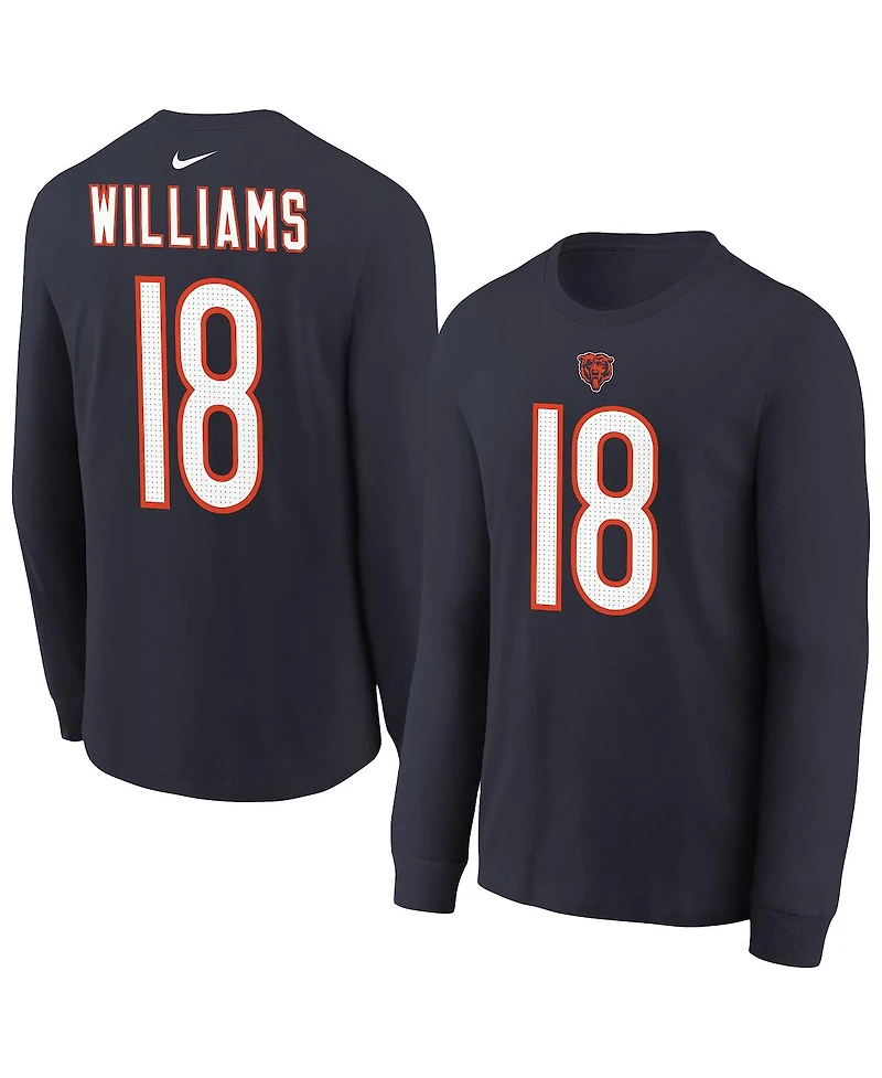 Nike Big Boys and Girls Caleb Williams Navy Chicago Bears Player Name Number Long Sleeve T-Shirt