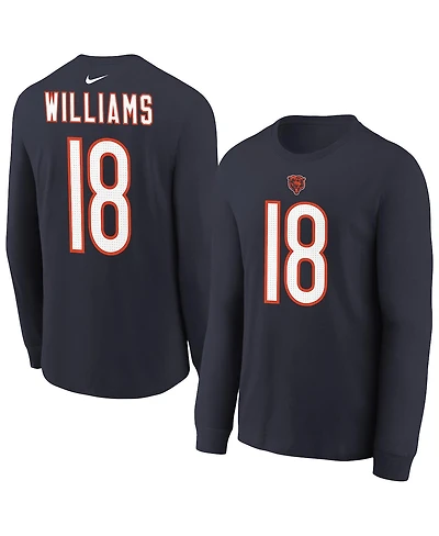 Nike Big Boys and Girls Caleb Williams Navy Chicago Bears Player Name Number Long Sleeve T-Shirt