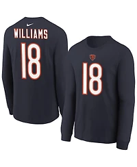 Nike Big Boys and Girls Caleb Williams Navy Chicago Bears Player Name Number Long Sleeve T-Shirt