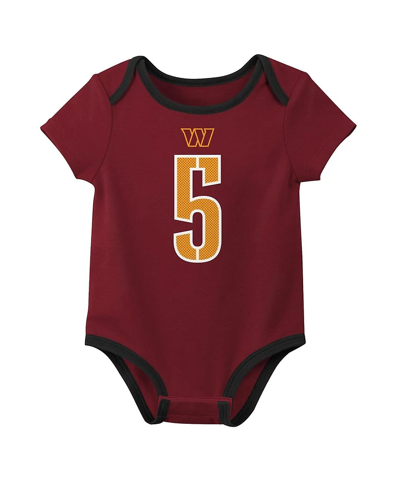 Nike Baby Boys and Girls 3-Pack Jayden Daniels Washington Commanders Name Number Bodysuit Set