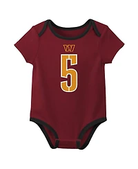 Nike Baby Boys and Girls 3-Pack Jayden Daniels Washington Commanders Name Number Bodysuit Set