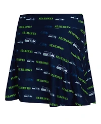 Concepts Sport Women's College Navy Seattle Seahawks Mosaic Allover Print Skort
