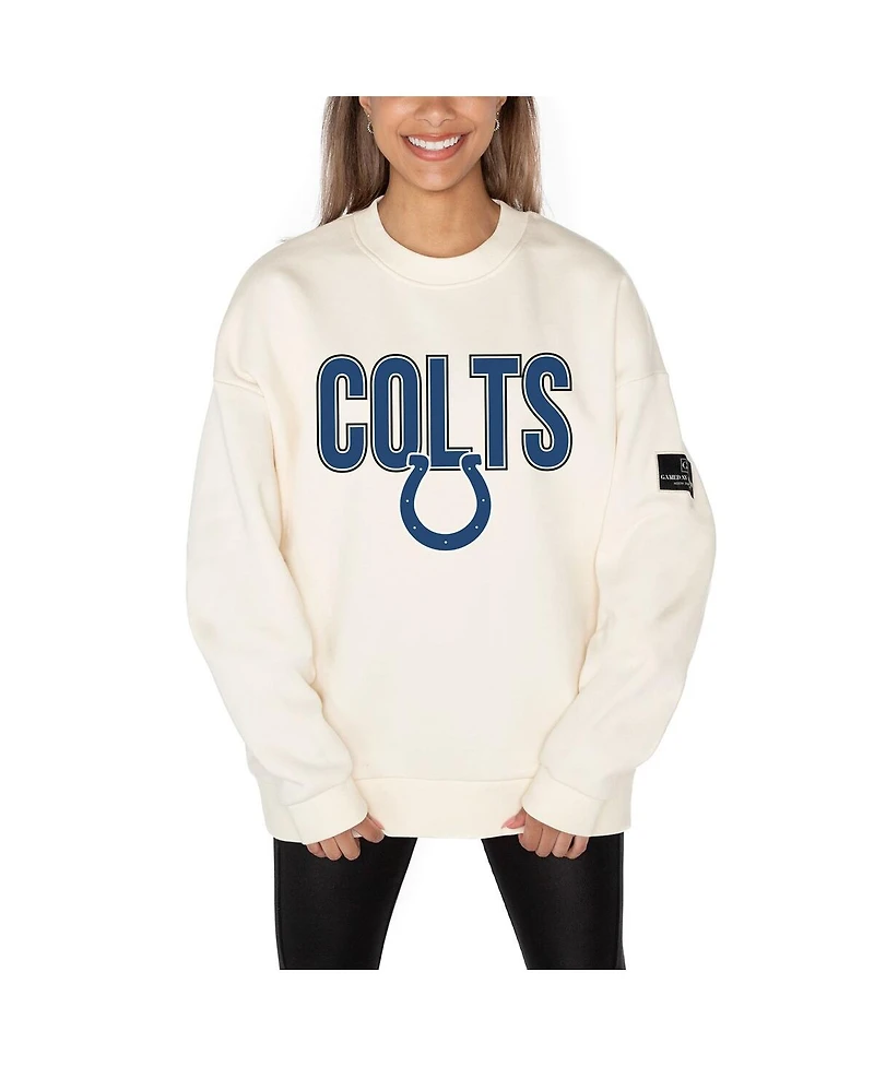 Gameday Couture Women's Cream Indianapolis Colts Premium Fleece Oversized Drop Shoulder Pullover Sweatshirt