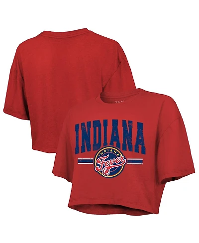 Majestic Women's Red Indiana Fever Chalk Stripe Boxy Crop Top