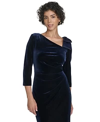 Jessica Howard Women's Elbow Sleeve Asymmetric Neck Gown