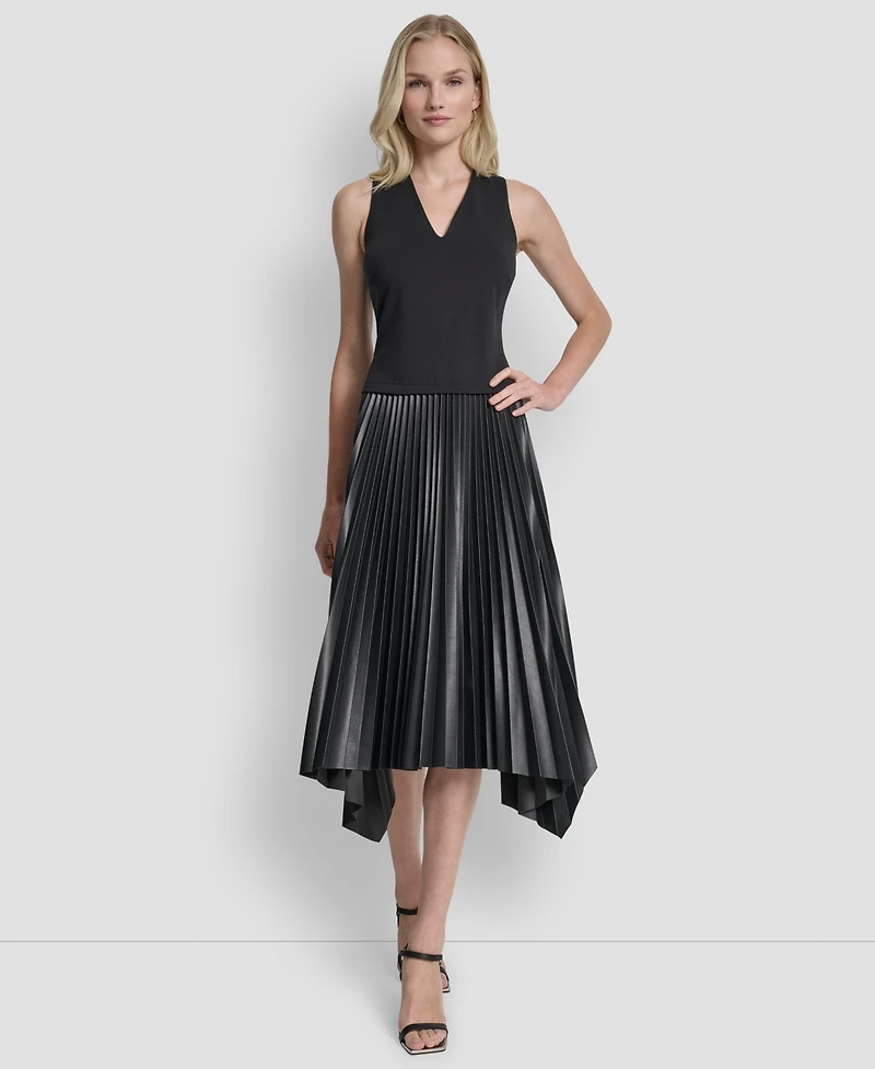 Dkny Women's Sleeveless V-Neck Fit & Flare Dress
