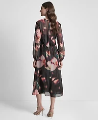 Dkny Women's Long Sleeve Empire Waist Midi Dress